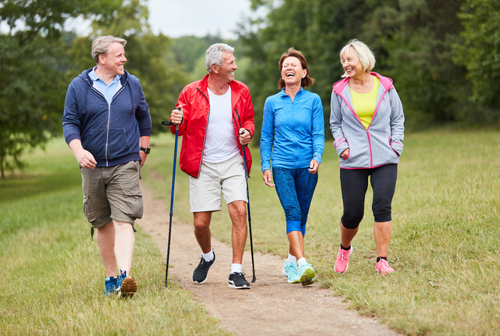 Active Group of Seniors Walking